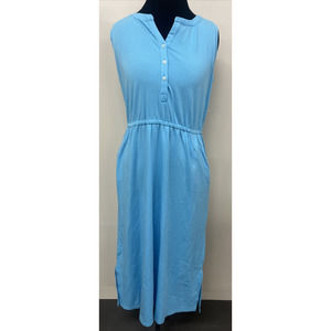 Land's End Midi Long Dress Women Size M 10/12 Knit Button Down V-Neck FS Charity